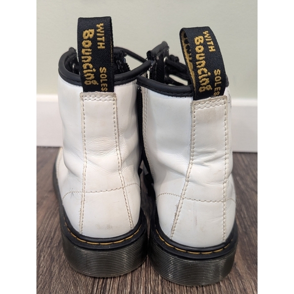 Doc Martens White Leather Combat Lace Up Side Zip Boots Size 3 - Picture 3 of 11